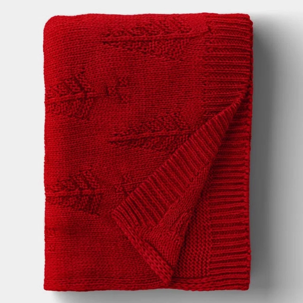 Tree Knit Throw Blanket Red - Threshold